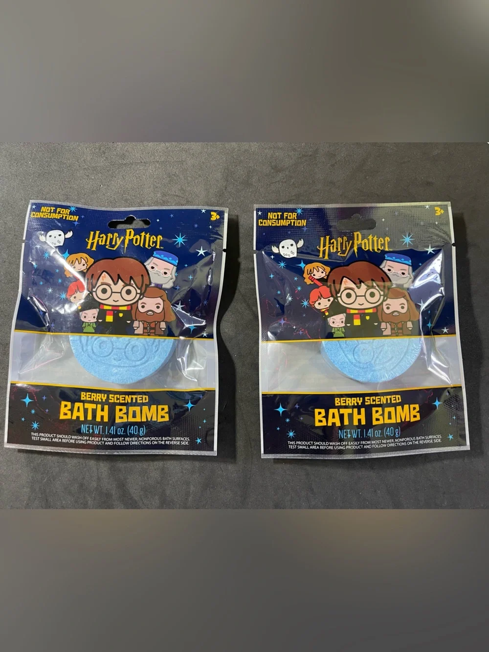 TWO (2) Warner Bros. Harry Potter Blue Berry-Scented Kids Bath Bombs - Ages 3+